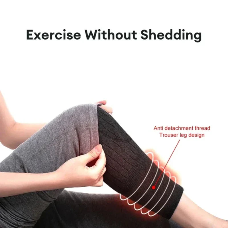 1 Pair (2 pc) Non-Slip Cashmere Wool Knee Pads with Adjustable Strap for Men & Women